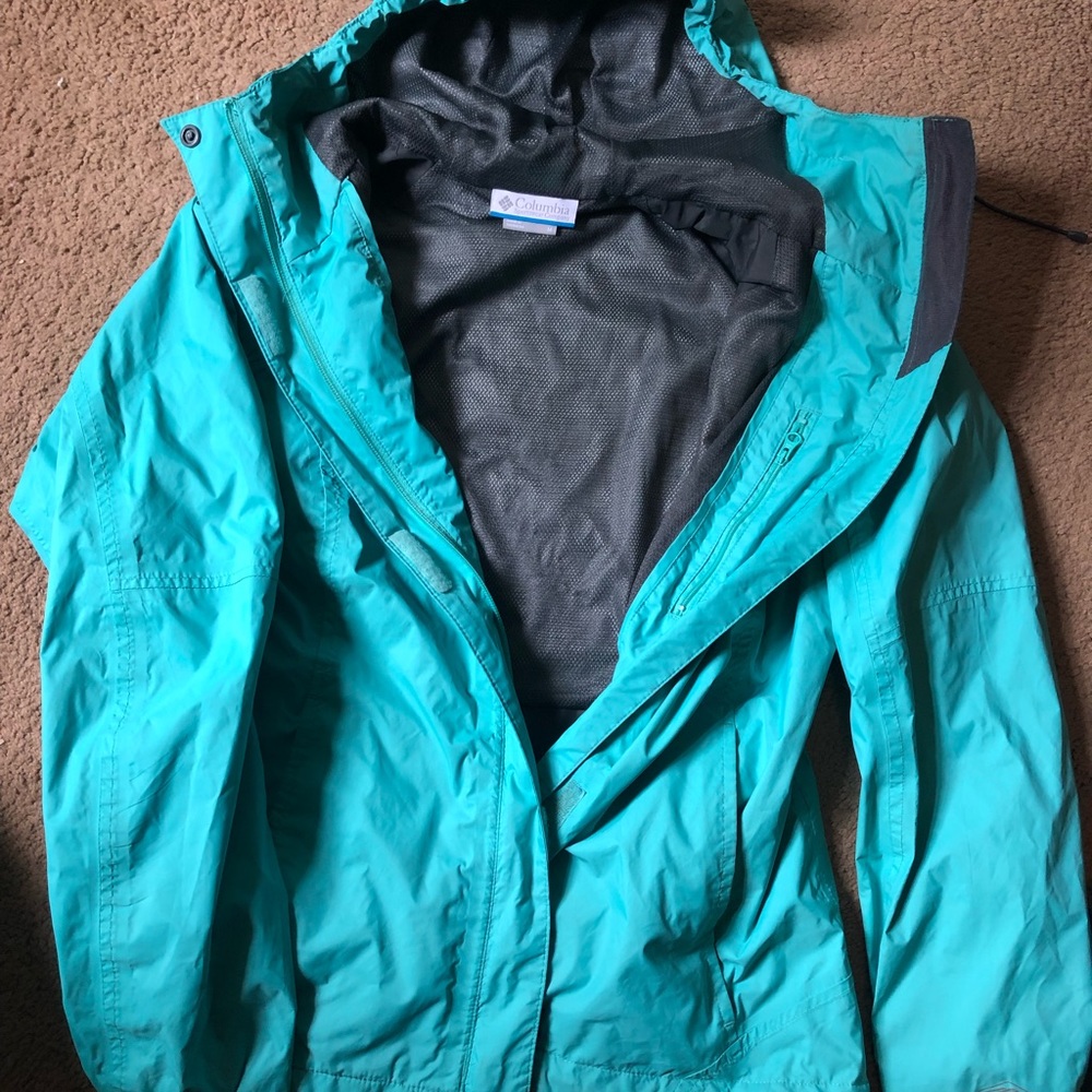 Columbia rain jacket aqua green